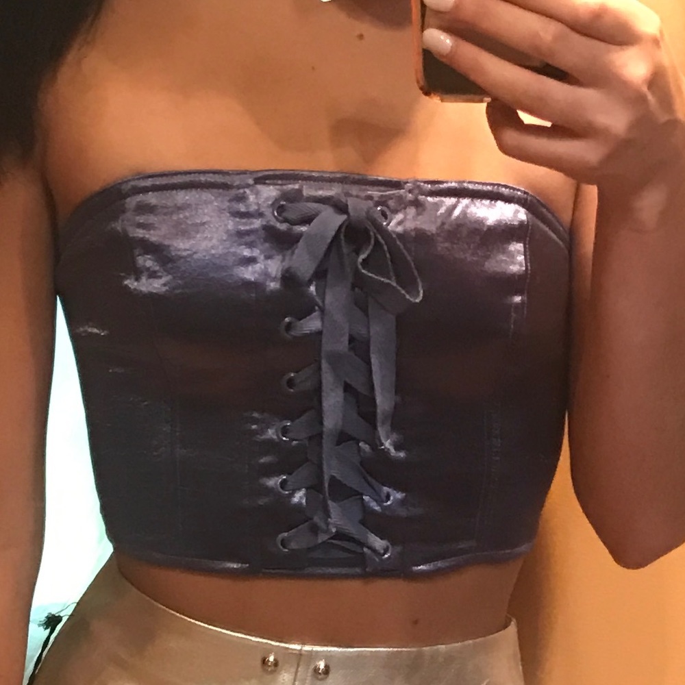 Urban Outfitters Metallic Purple Corset Crop Top